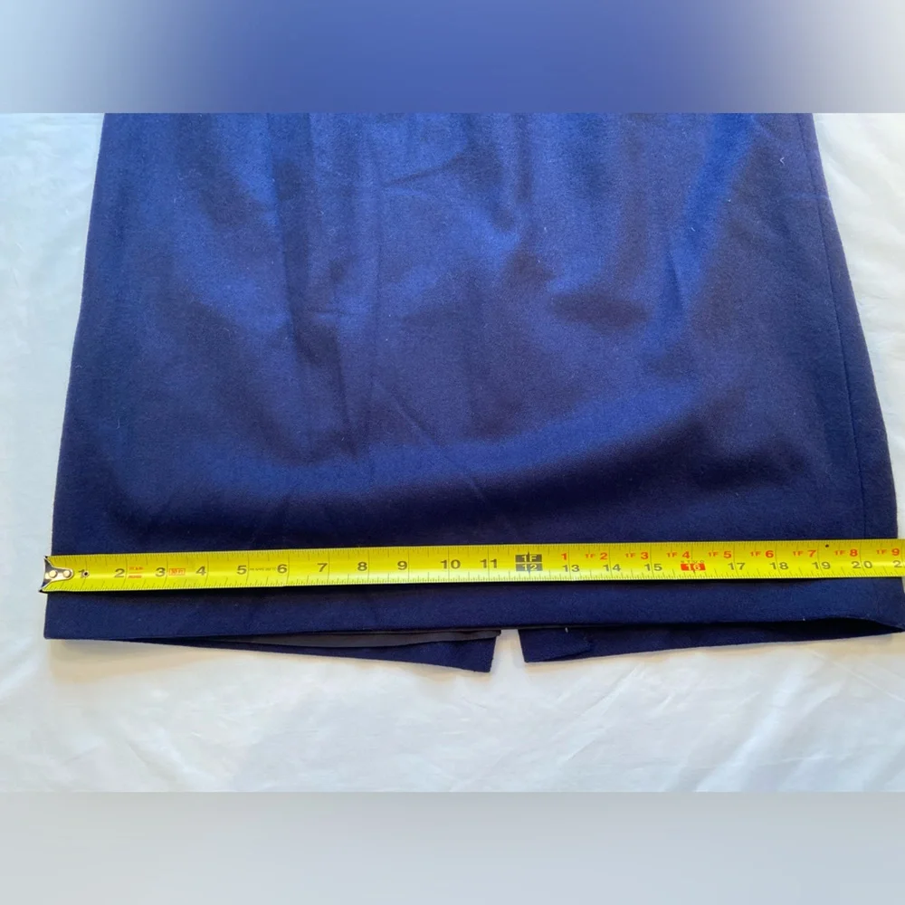 Point‎ of View Midi Blue Wool Skirt, Vintage, Size 14